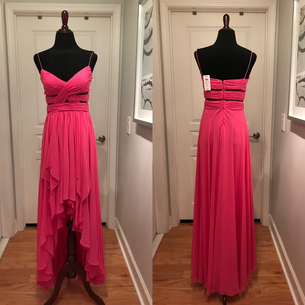 Brand New Cache Pink Chiffon Prom Evening Gown Dress size 0
